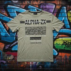 Graphic Print Crew Neck T-Shirt “Alpha” – DNMX | Short Sleeve Casual Tee